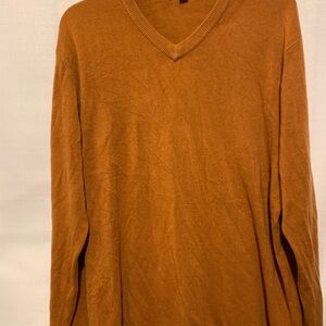Mens XL Johnson & Murphy Pullover,Rich Bronze! Slenderizing V-Neck LongSleeveEUC